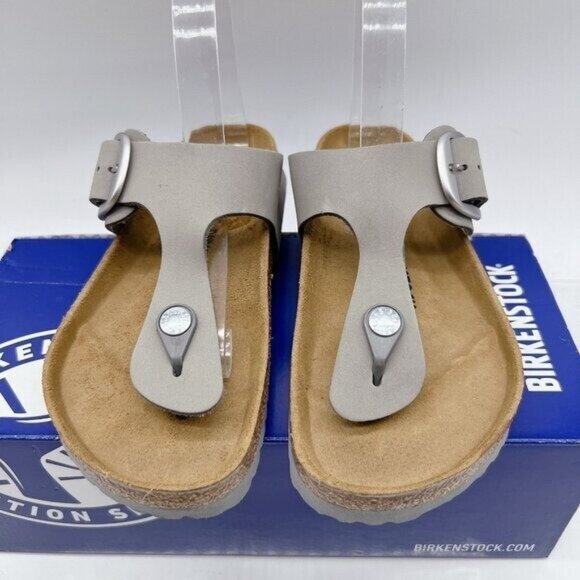 Birkenstock Gizeh Big Buckle Thong Sandal Dove Gray Leather Wms EU 39 US 8-8.5 R - Picture 5 of 14